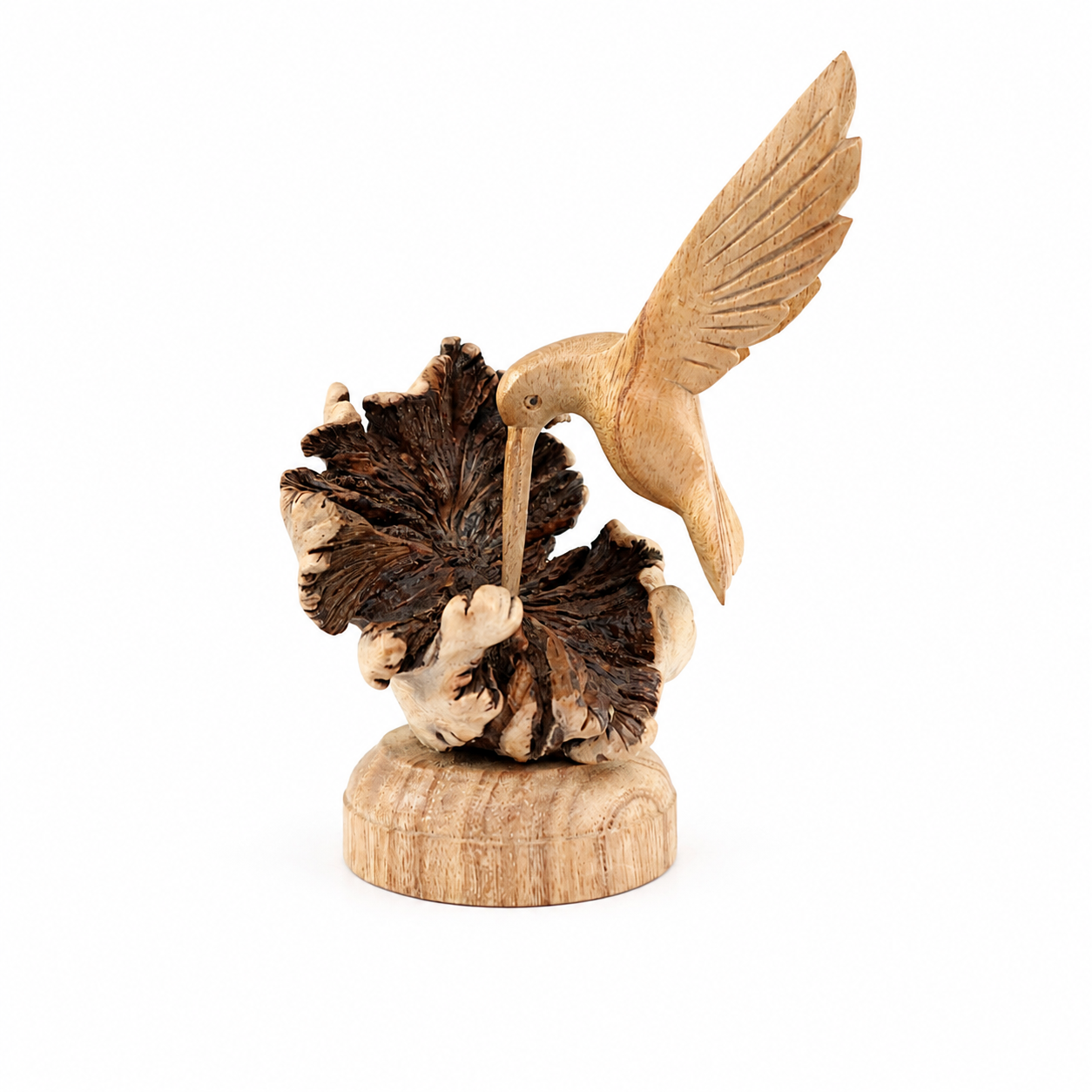 Wooden Hummingbird Pair on Parasite Wood