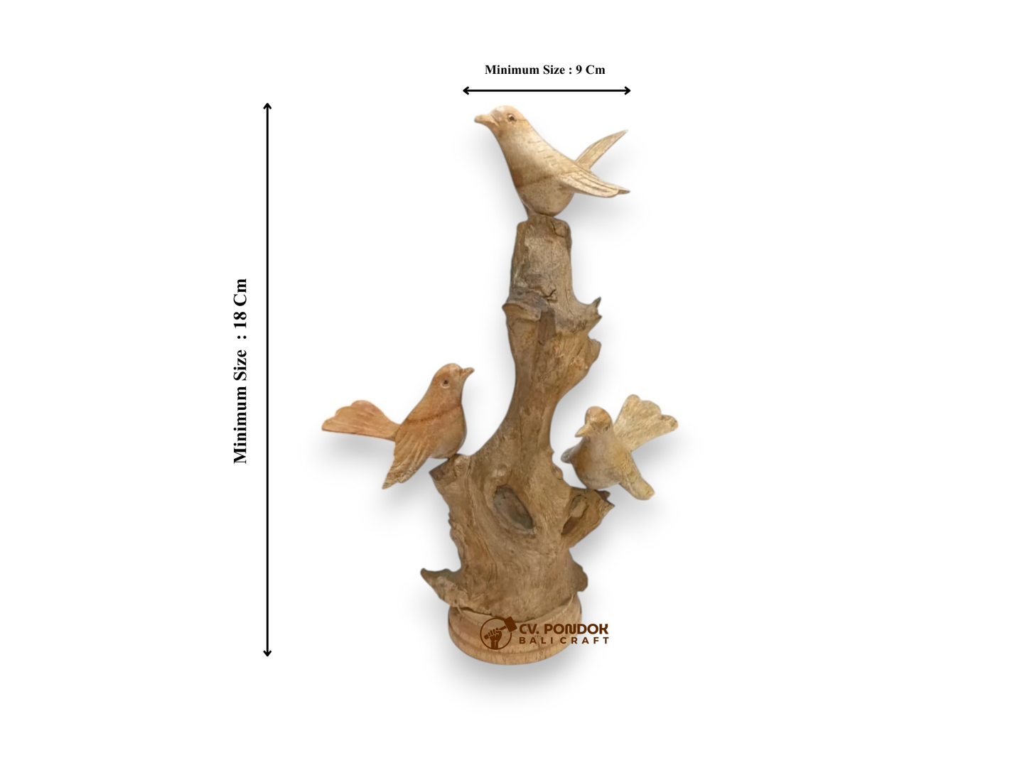 Hand Carved Wooden Bird Trio on Natural Rootwood Sculpture