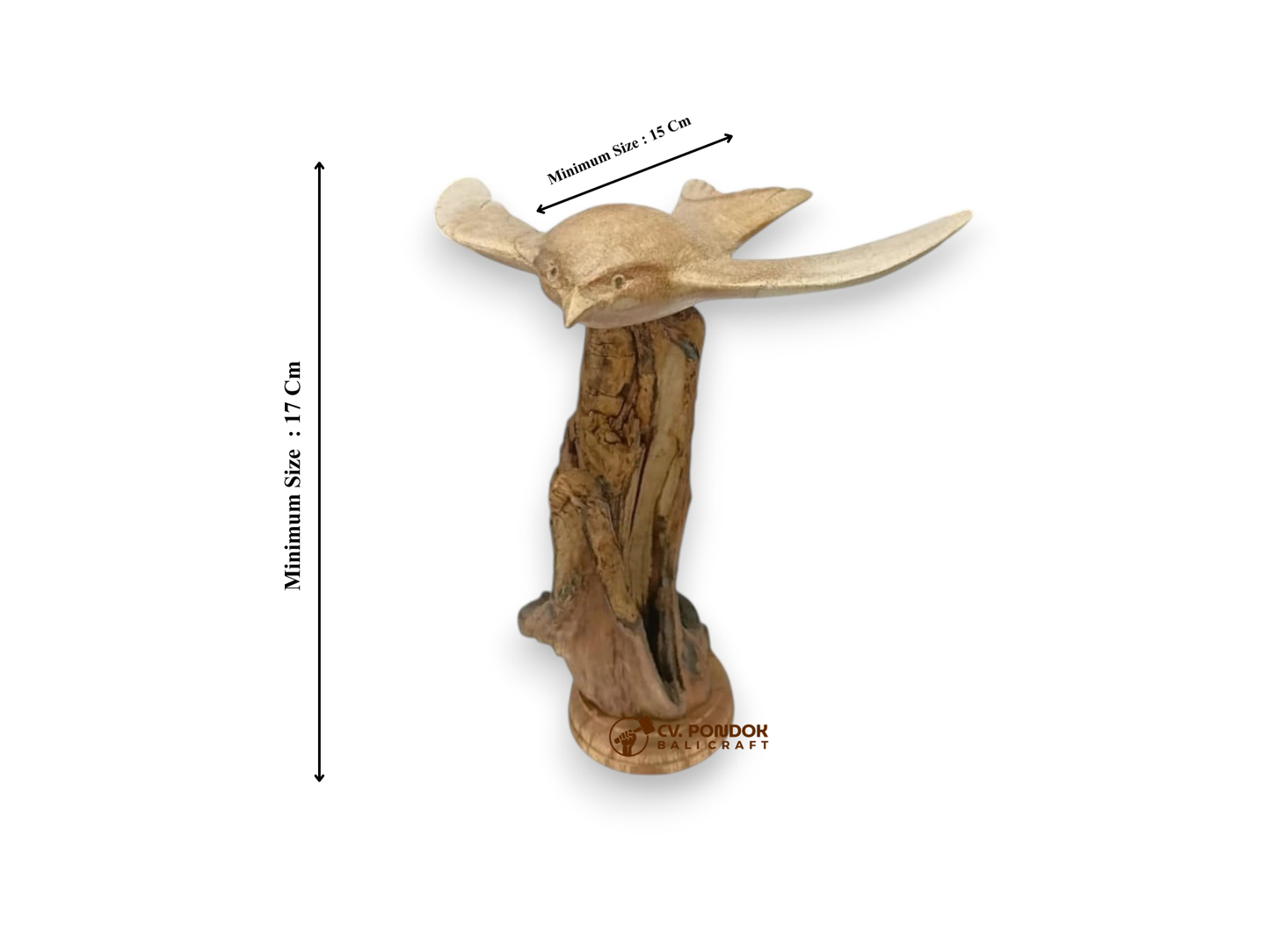 Hand Carved Wooden Swiftlet Bird in Flight Sculpture