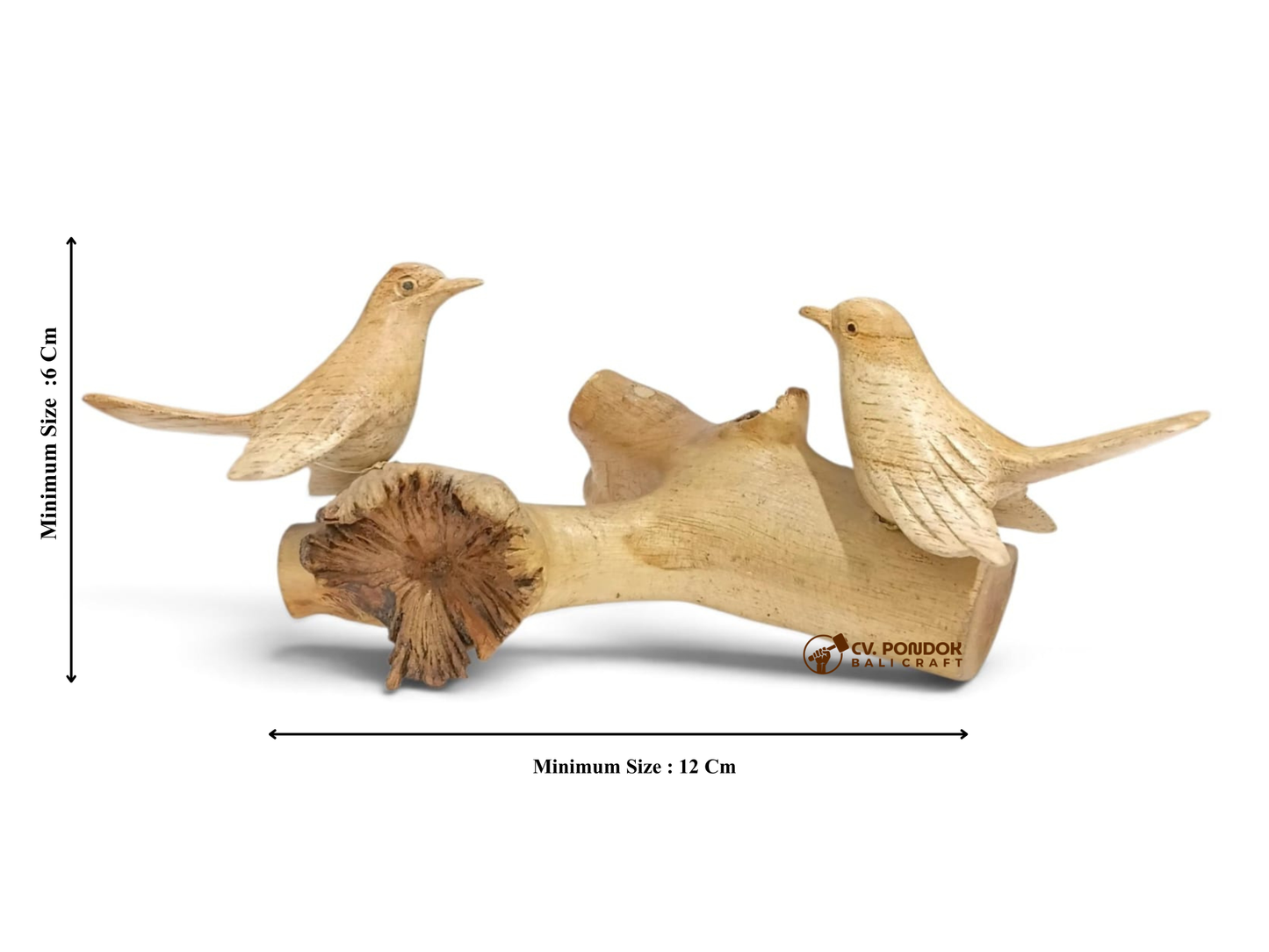 Hand Carved Wooden Bird Couple on Natural Rootwood Sculpture