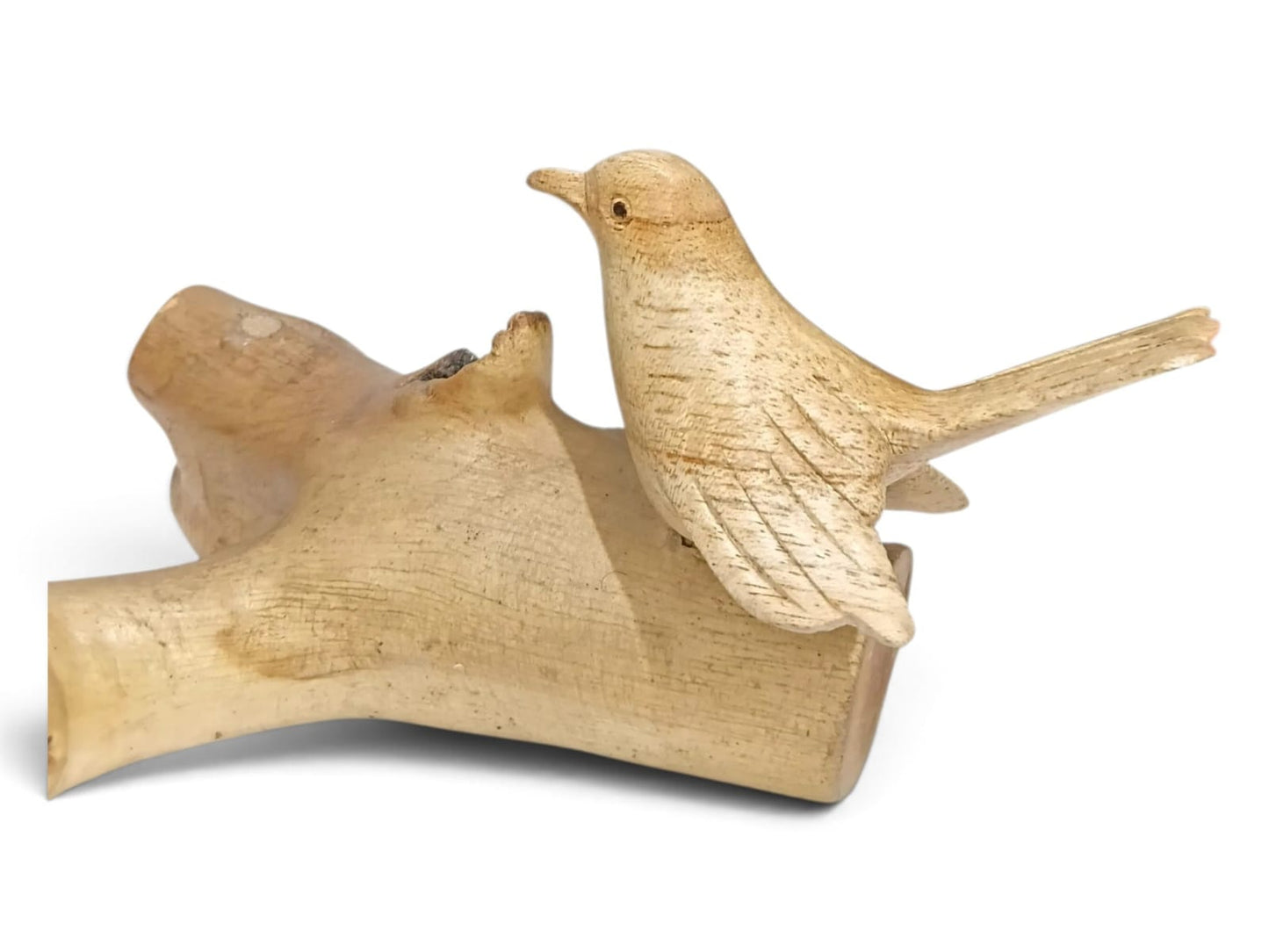 Hand Carved Wooden Bird Couple on Natural Rootwood Sculpture