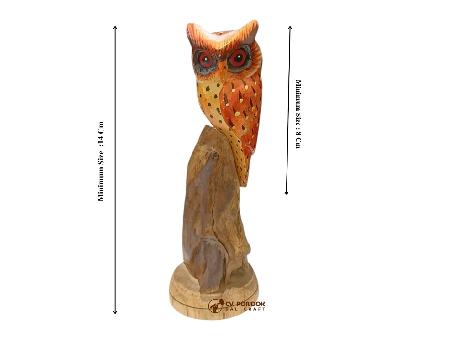 Hand Painted Wooden Owl on Natural Rootwood Sculpture
